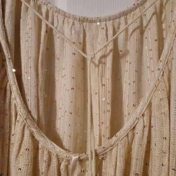 NWT free people Tunic Ivory with Gold Sequins and Long Sleeves Size Small - Picture 3 of 5